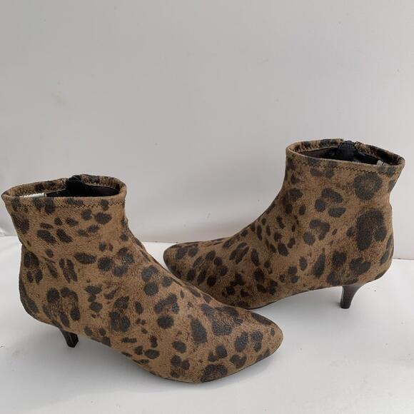 Impo Shoes - Impo Nevada Ankle Boots Leopard Print Booties Brown Stretch Sz 7.5